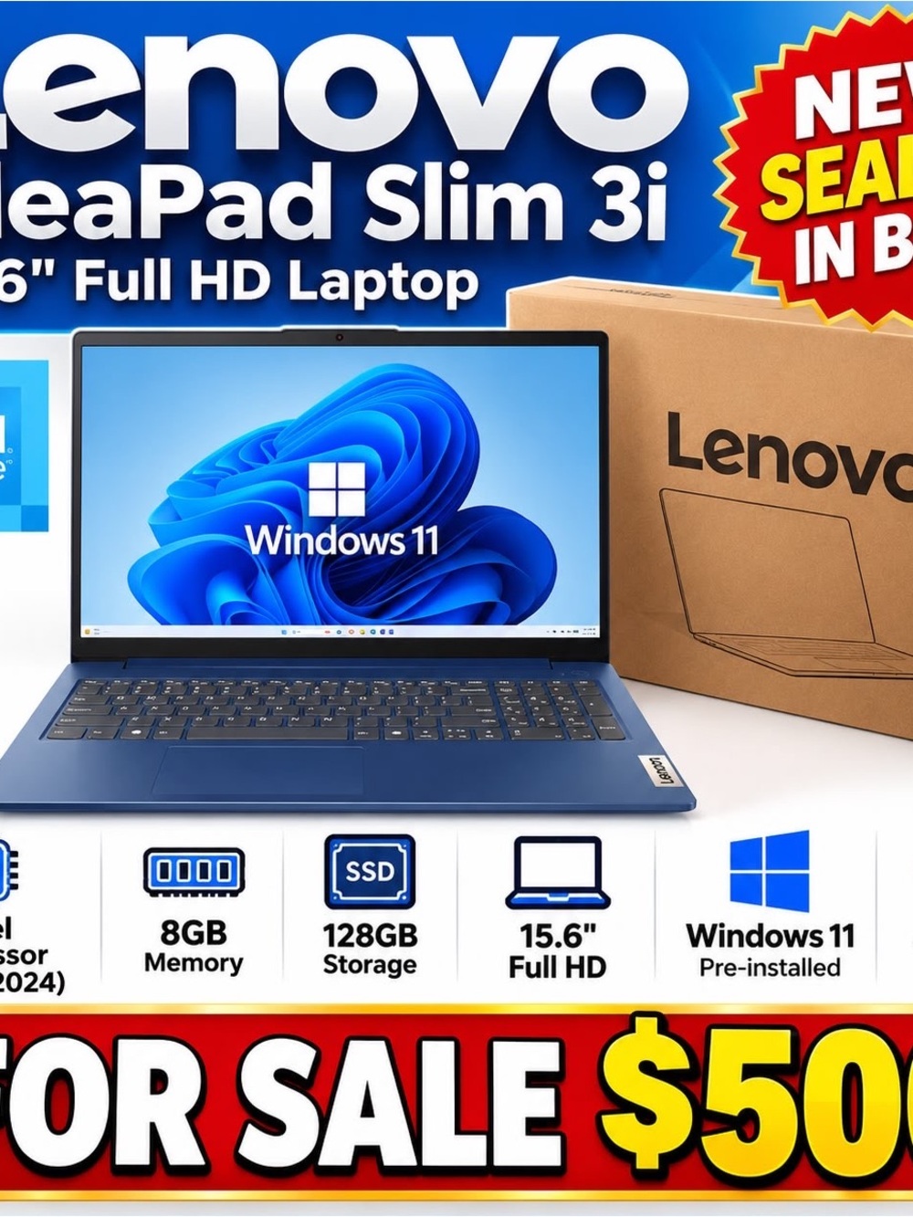 Lenovo IdeaPad Slim 3i Laptop in Blue new sealed